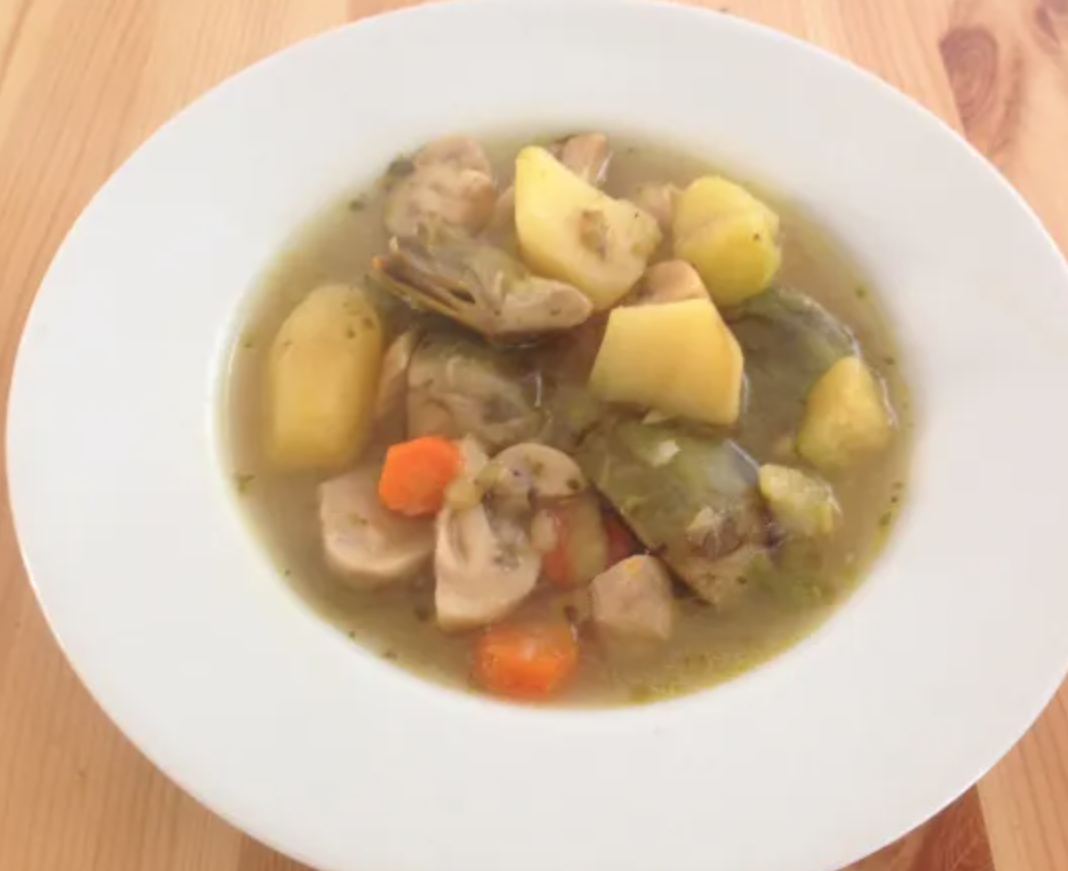 Estofado de verduras con soja texturizada grande